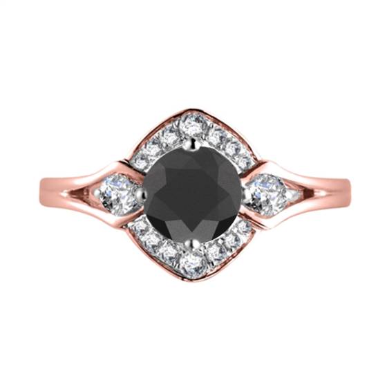 Black Diamond Shoulder Set Ring