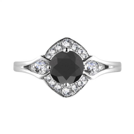 Black Diamond Shoulder Set Ring