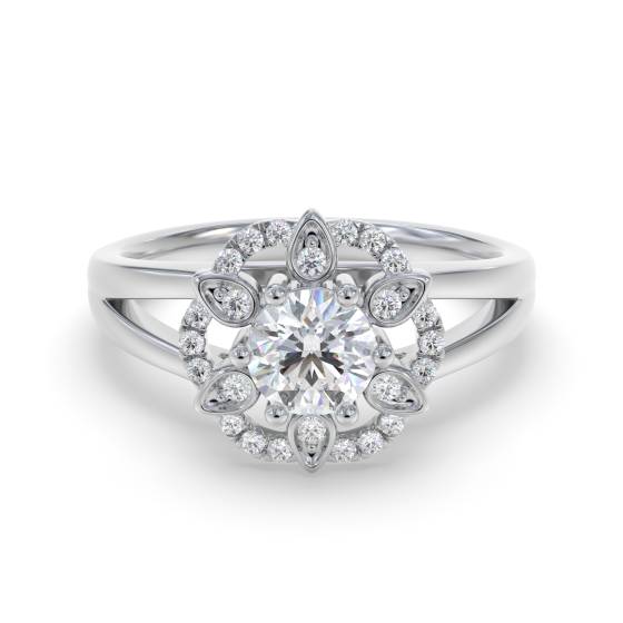 Flower Style Round Diamond Designer Ring