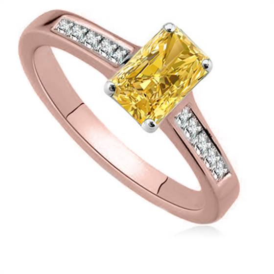 Fancy Yellow Radiant Diamond Shoulder Set Ring