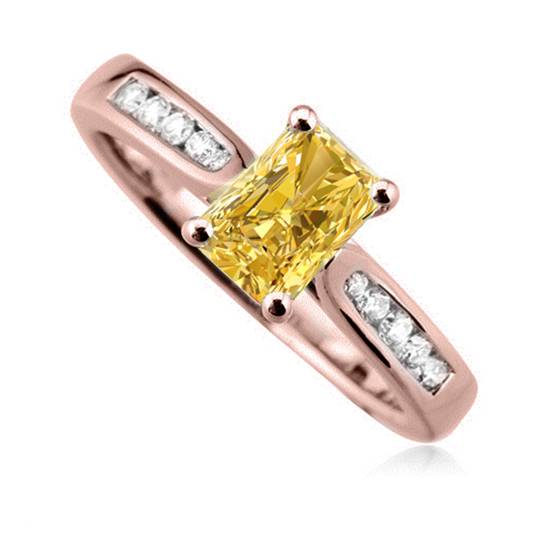 Fancy Yellow Radiant Diamond Halo Shoulder Set Ring