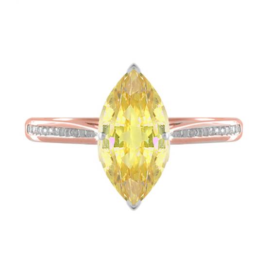 Fancy Yellow Marquise Diamond Single Halo Shoulder Set Ring