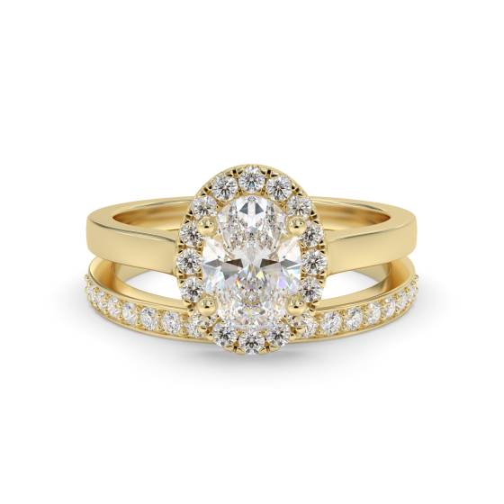 Oval Halo Engagement Ring With Matching Wedding Band