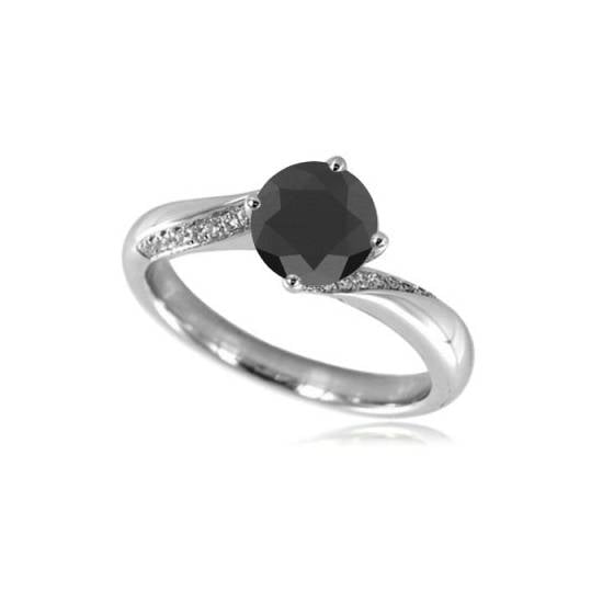 Black Diamond Shoulder Set Ring