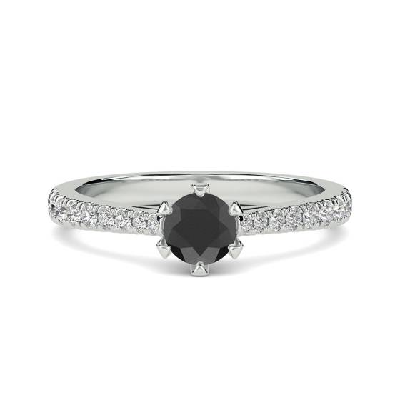 Black Diamond Shoulder Set Ring