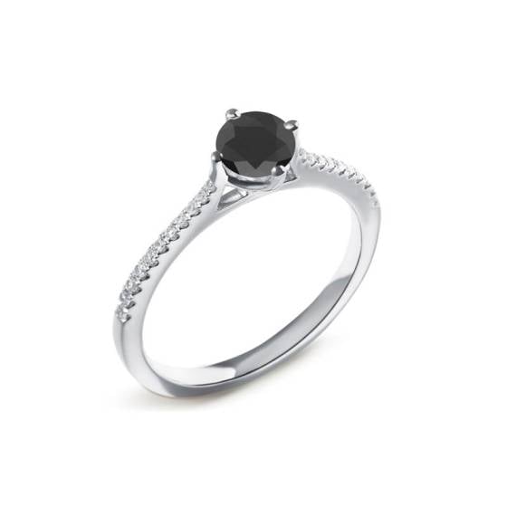 Black Diamond Shoulder Set Ring
