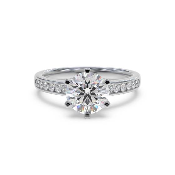 Round Diamond Shoulder Set Ring