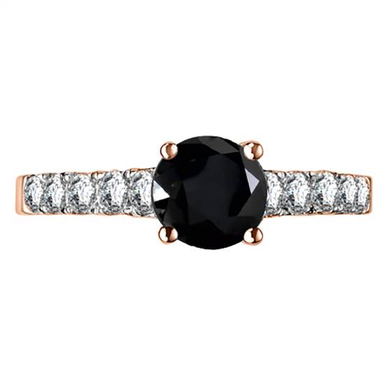 Round Black Diamond Shoulder Set Ring
