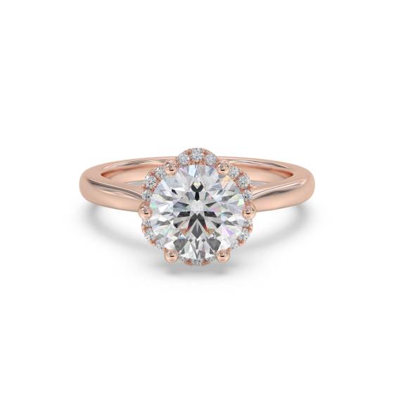 Modern Side Halo Round Diamond Engagement Ring