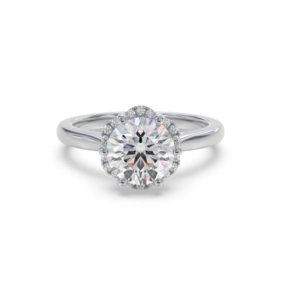 Modern Side Halo Round Diamond Engagement Ring