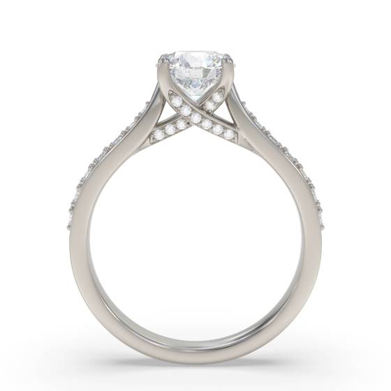 Round Diamond Shoulder Set Engagement Ring