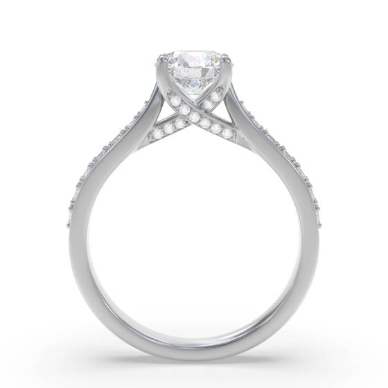 Round Diamond Shoulder Set Engagement Ring