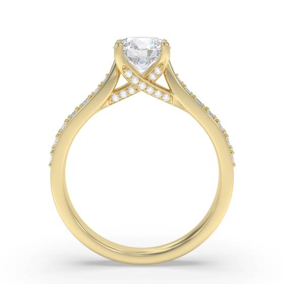 Round Diamond Shoulder Set Engagement Ring