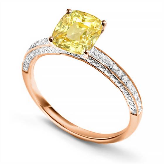 Cushion Yellow Diamond Engagement Ring