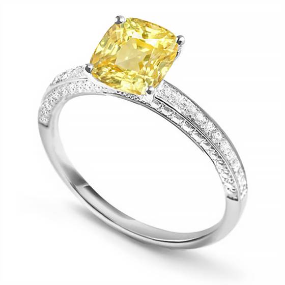 Cushion Yellow Diamond Engagement Ring