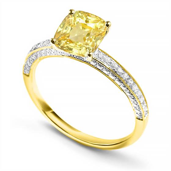 Cushion Yellow Diamond Engagement Ring