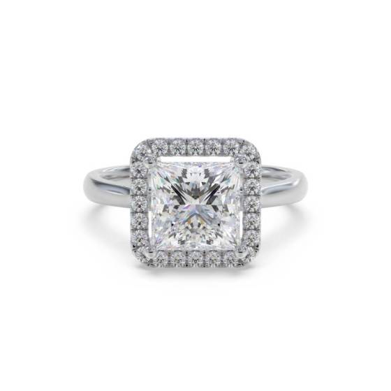 GIA Certified 0.65ct VVS1/E Princess Diamond Single Halo Ring