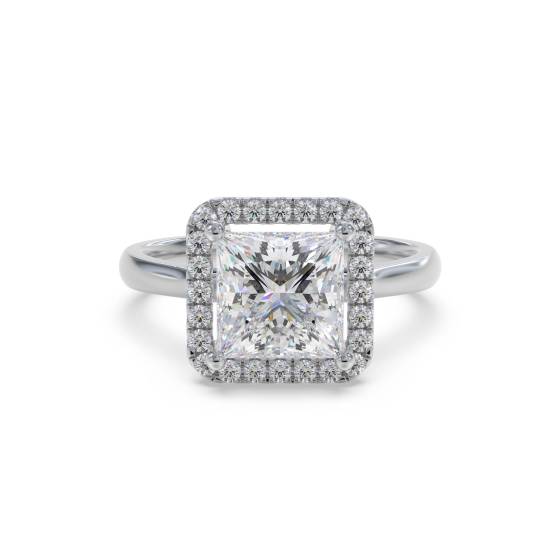 Princess Diamond Single Halo Ring