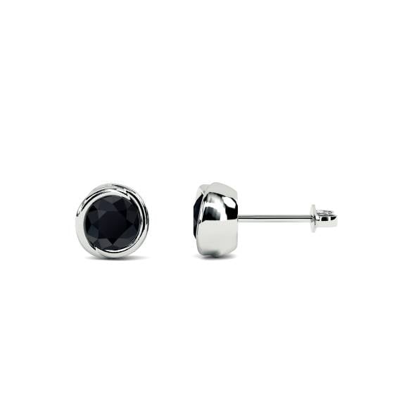 Round Black Diamond Earrings