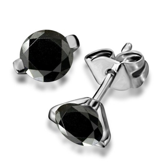 Round Black Diamond Earrings