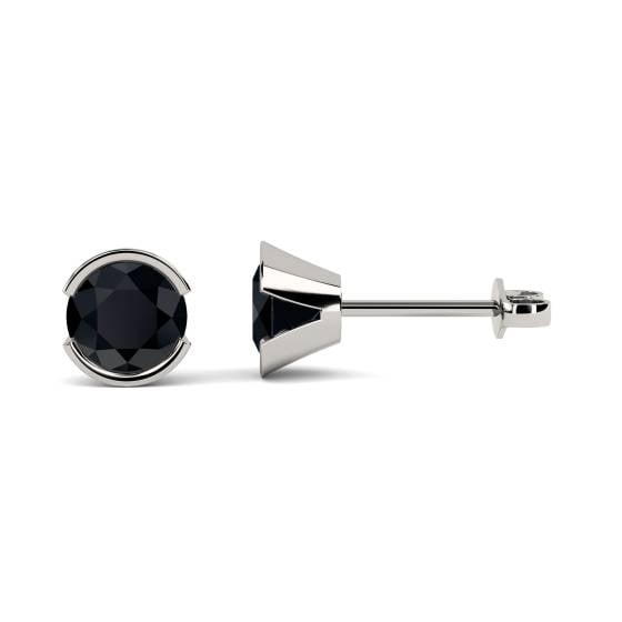 Round Black Diamond Earrings