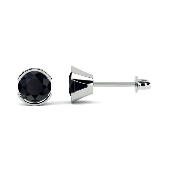 Round Black Diamond Earrings
