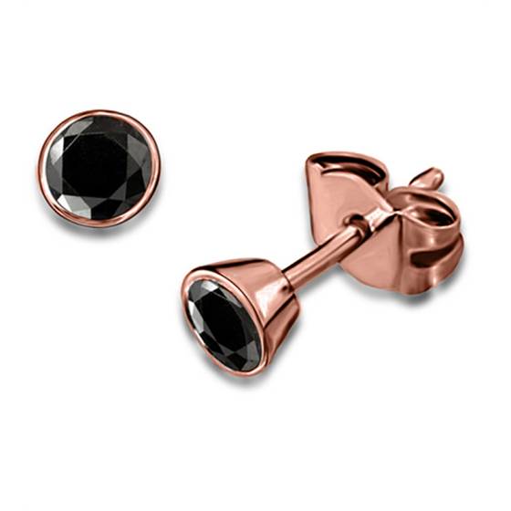 Round Black Diamond Earrings