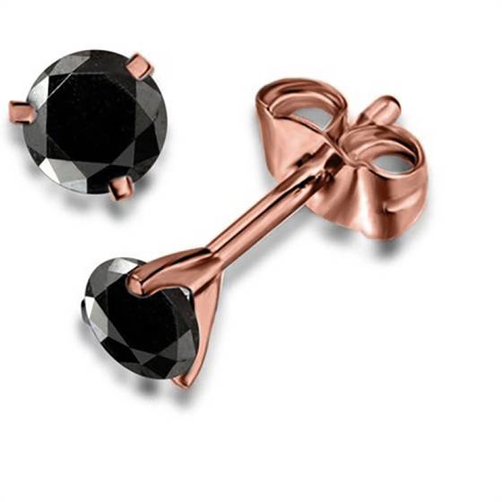 Round Black Diamond Earrings