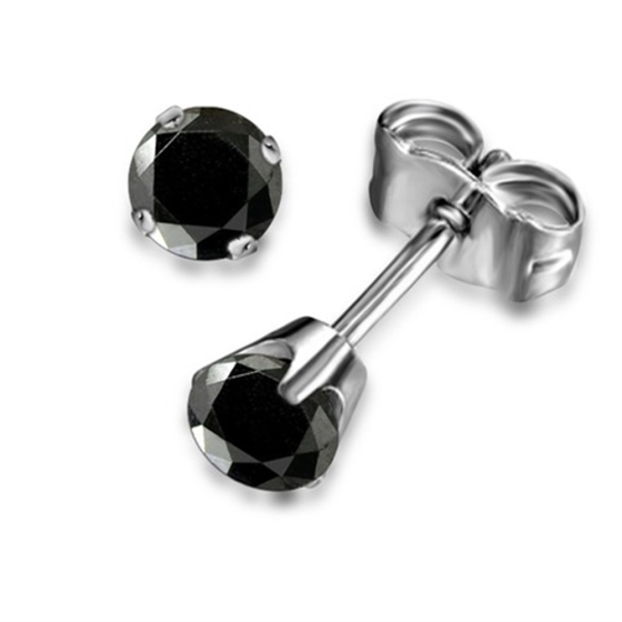 Round Black Diamond Earrings