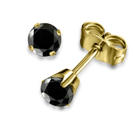 Round Black Diamond Earrings