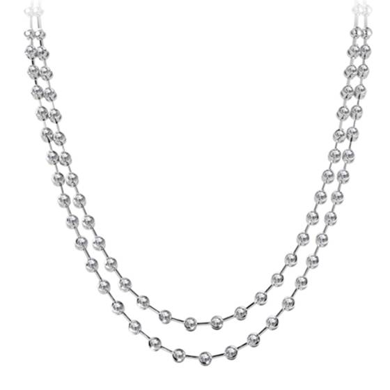 3.0ct VS/F-G Elegant Two Strand Round Diamond Necklace