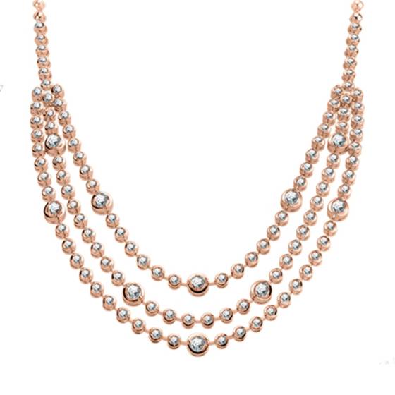 8.25ct VS/F-G Elegant Three Strand Round Diamond Necklace