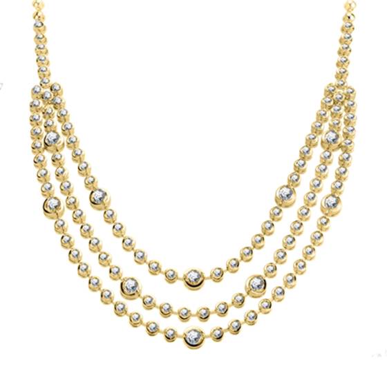 8.25ct VS/F-G Elegant Three Strand Round Diamond Necklace