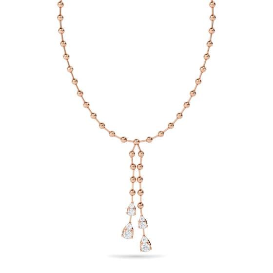 1.55ct VS/F-G Elegant Round Diamond Two Drop Necklace