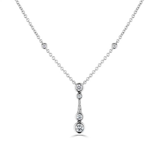 Round Diamond Icicle Drop Necklace