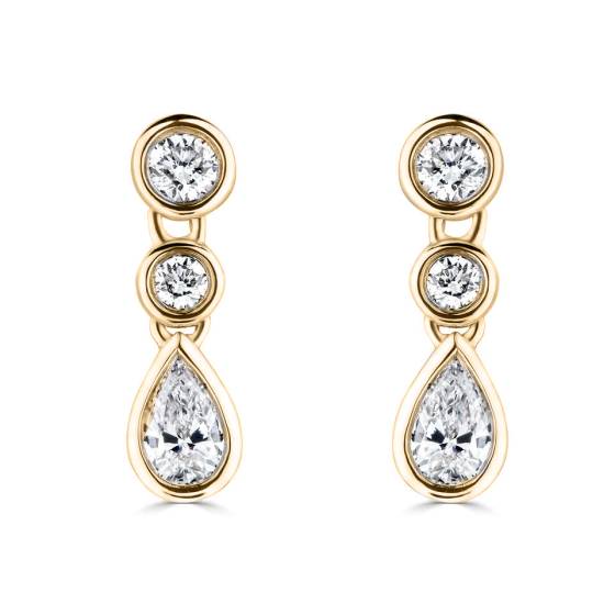 Pear and Round Small Droplet Drop Earrings