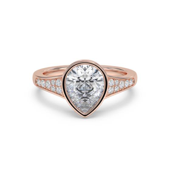 Pear and Round Diamond Shoulder Set Ring