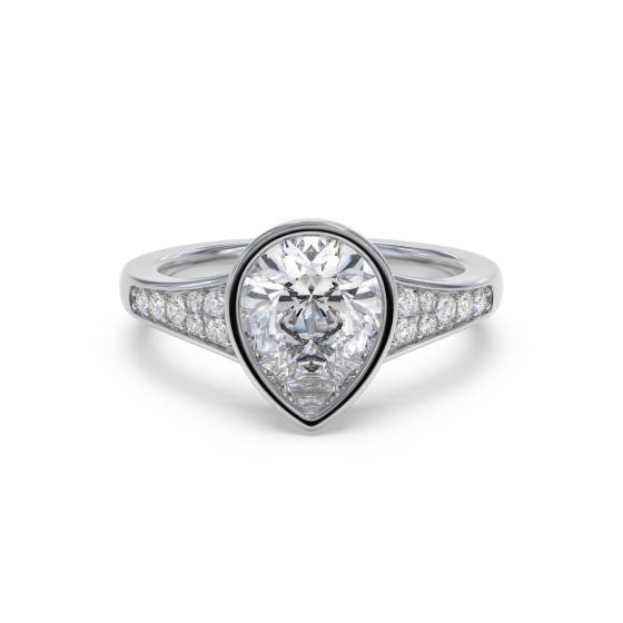 Pear and Round Diamond Shoulder Set Ring