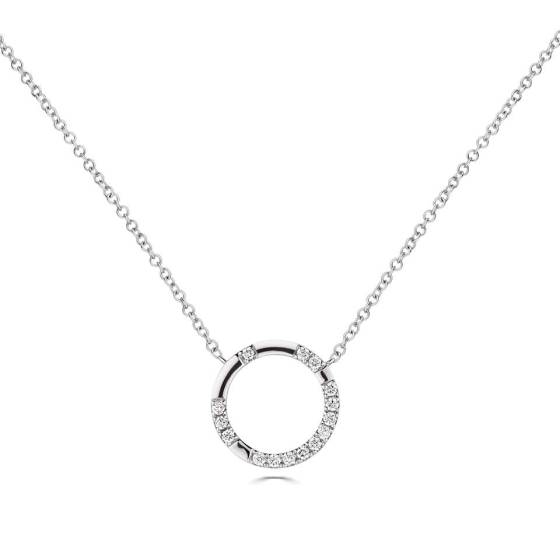 Round Diamond Bar Circle Necklace