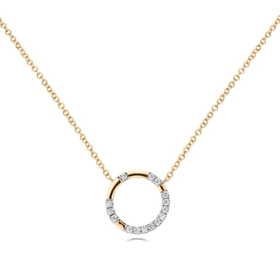 Round Diamond Bar Circle Necklace