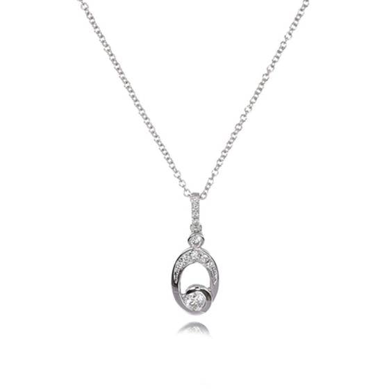 0.30ct Wave Diamond Drop Pendant and Chain