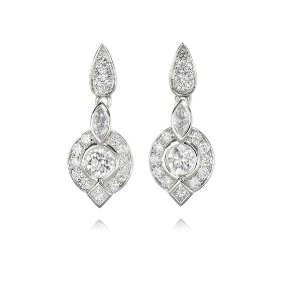 0.85ct Vintage Diamond Drop Earrings