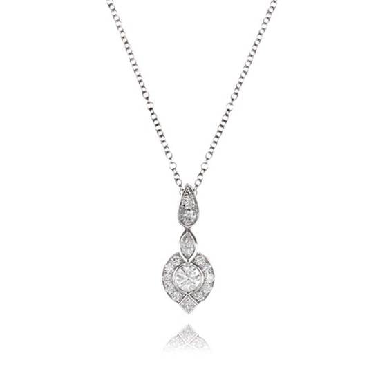 0.60ct Vintage Diamond Drop Pendant and Chain