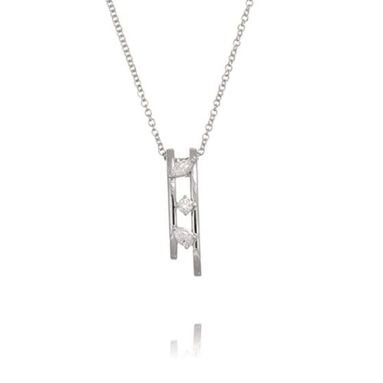 0.25ct Mixed Shape Diamond Drop Pendant and Chain