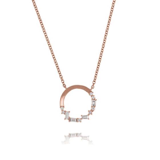 0.30ct Baguette and Round Diamond Set Circle Necklace