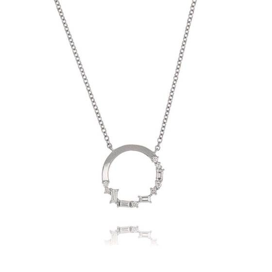 0.30ct Baguette and Round Diamond Set Circle Necklace