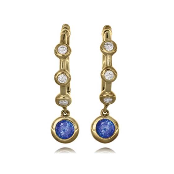0.45ct Blue Sapphire and Diamond Rubover Set Hoop Earrings