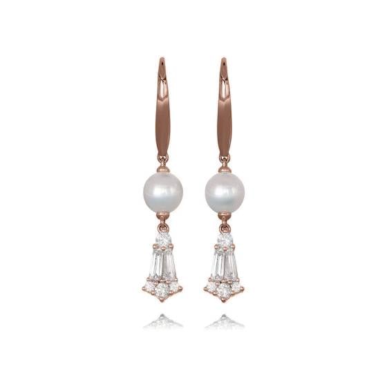 0.75ct Pearl and Diamond Reflection Drop Earrings