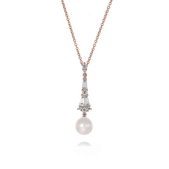 0.65ct Pearl and Diamond Reflection Drop Necklace