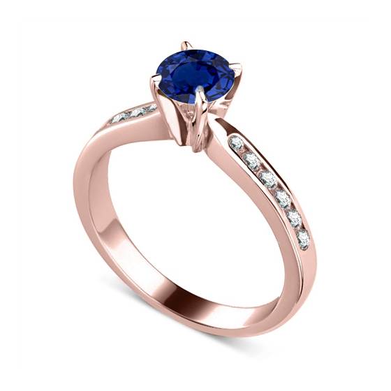 Round Blue Sapphire and Diamond Ring